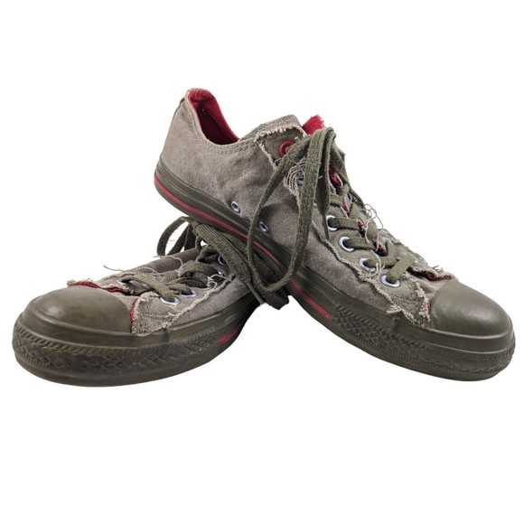 Converse Other - Converse Red All Star Brown Canvas Low Top Casual Sneakers Men's Shoe Size 9
